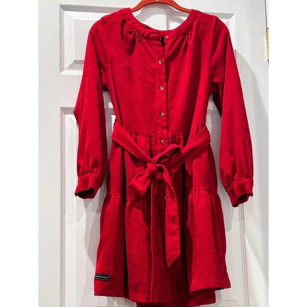 Simply Southern Cherry Red Cordoruoy Dress Size S
